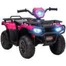 12V Pink Kids ATV Quad with Dual Motors, LED Lights, and USB Music