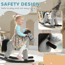 Gray Plush Rocking Horse Ride-On Toy with Realistic Neigh Sound