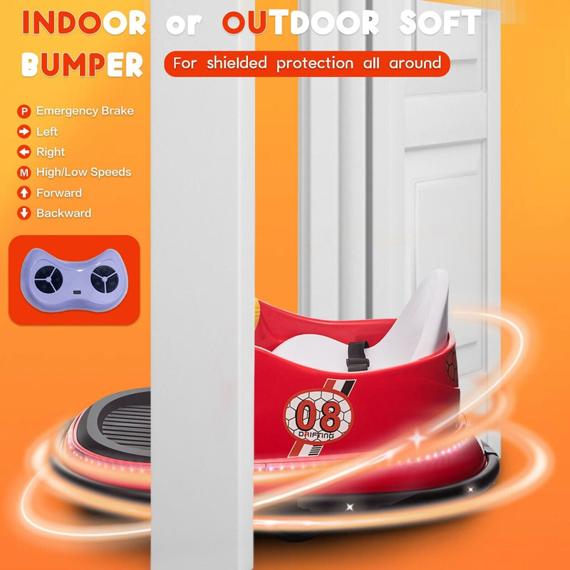 6V Kids Ride-On Bumper Car with Remote Control, 360° Spin and Flashing Lights for Toddlers