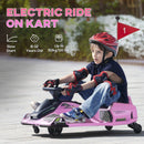 12V Pink Electric Drifting Go Kart with Soft Start, Music, and Lights