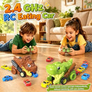 Dinosaur Remote Control Cars for Kids Ages 3-5, 12 Fun Features in One Toy