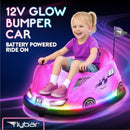 Pink 12V Light-Up Bumper Car for Kids - Indoor and Outdoor Fun