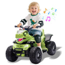 12V Dinosaur-Themed Kids ATV with Bluetooth, LED Lights, and Microphone