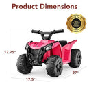 6V Hot Pink Kids ATV Quad 4-Wheeler Toy Car with Treaded Tires and Push-Button Feature