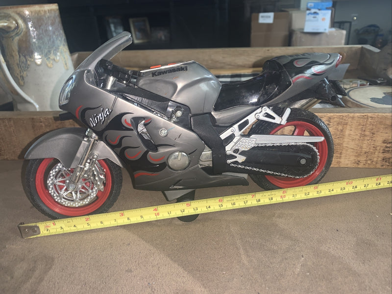 Silver and Black Kawasaki Ninja ZX-R10 Toy Motorcycle with Working Sound