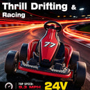 IWDOORIDE Red Electric Drift Kart for Kids with Dual Motors, 24V