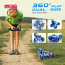 Zalneo Blue 4WD Remote Control Stunt Car with 360° Flip, 6.4 x 2.9 inches