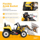 Electric Yellow Ride-On Excavator Digger with Remote Control and Digging Bucket for Kids