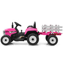 Honeyjoy 12V Pink Ride-On Tractor with Trailer, Remote Control, and Lights