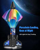 200FT Auto-Launch Rocket Toy with LED Parachute for Outdoor Fun