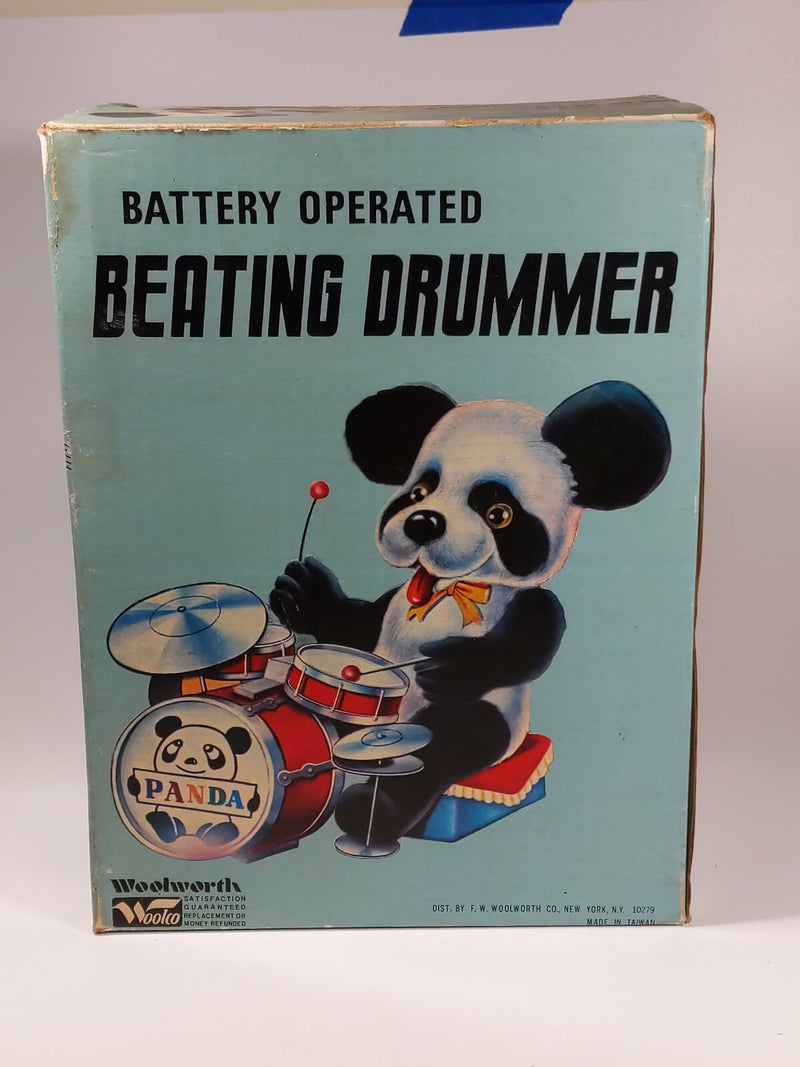 Vintage Battery Operated Panda Bear Drummer Toy with AI Features