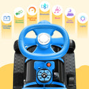 Blue 12V Electric 2-Seater Train with Carriage, Music, Lights, and Dual Speed