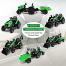 Versatile Green Electric Excavator Ride-On for Kids with 12V Rechargeable Battery and Dual Modes