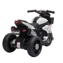 White 3-Wheel Kids Electric Motorcycle with Horn and Traction Tires