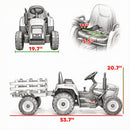 12V Green Electric Tractor with Trailer, Remote Control, Music, and Lights