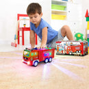 Musical Fire Truck Toy with 4D LED Lights and Automatic Bumping Action