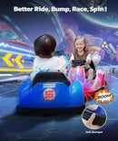 Blue 12V Children's Bumper Car with Large Wheels, Top Speed 2.2 Mph