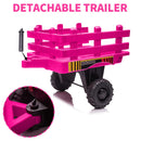 12V Electric Tractor with Detachable Trailer and 7-LED Headlights for Kids