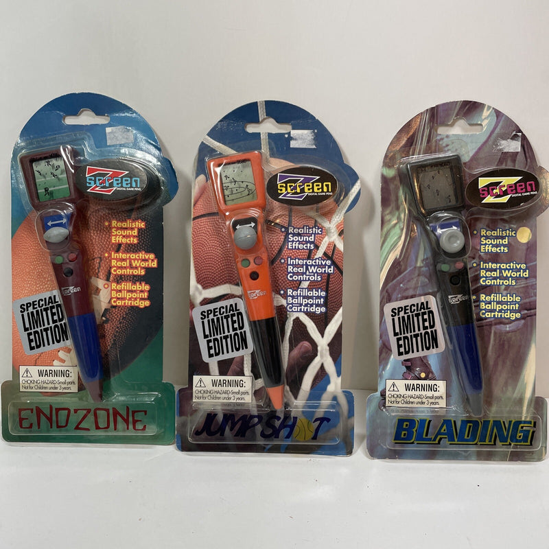 Digital Screen Game Pens Set of 3 Featuring Basketball, Blading, and Football Classic Toys