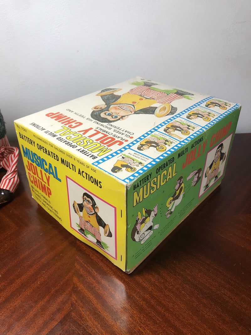 Working 1970s Musical Clapping Cymbal Monkey Toy with Original Box