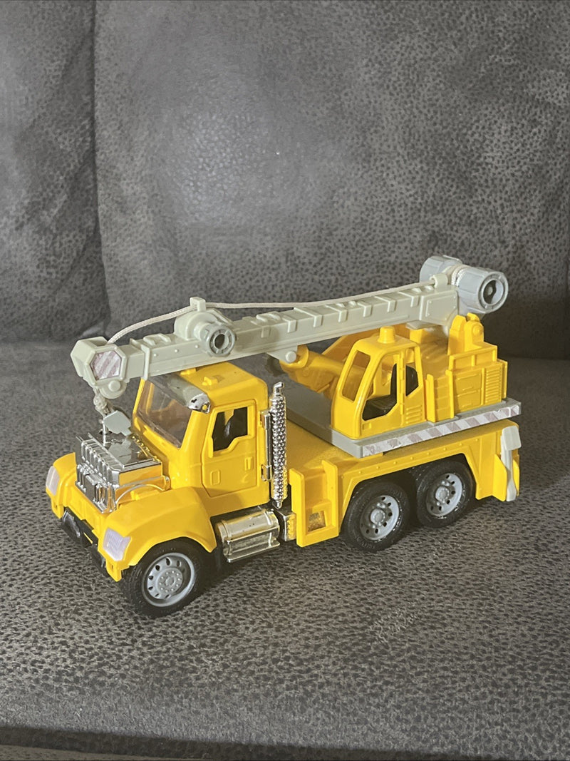 Yellow Die-Cast Micro Construction Crane Truck with Lights and Sounds