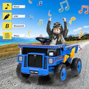 12V Remote Control Electric Dump Truck for Kids with Bluetooth Music and LED Lights