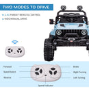Blue 12V Ride-On Car for Kids with Remote Control, LED Lights, Music, and 3 Speed Settings