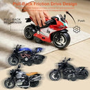 Set of 4 Pull-Back Motorcycles for Children with Sound and Light Features, 1:12 Scale Die-Cast Toys