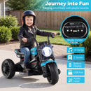 Blue 6V Children’s Motorcycle with Music, Storytelling, LED Lights, Accelerator Pedal, and Tri-Wheel Design