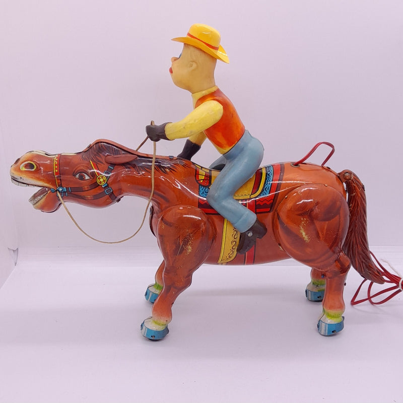 Vintage 1960s Western Ranger Wind-Up Litho Tin Toy from Japan