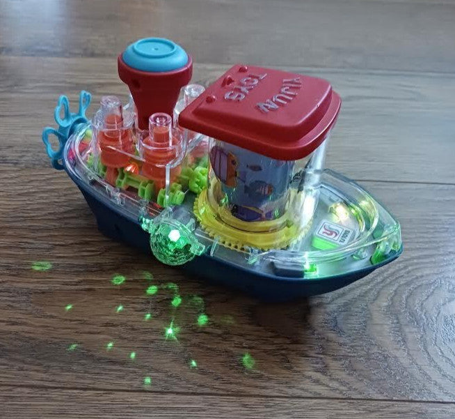 Plastic Bump N Go Tugboat Toy with Lights, Movement, and Music