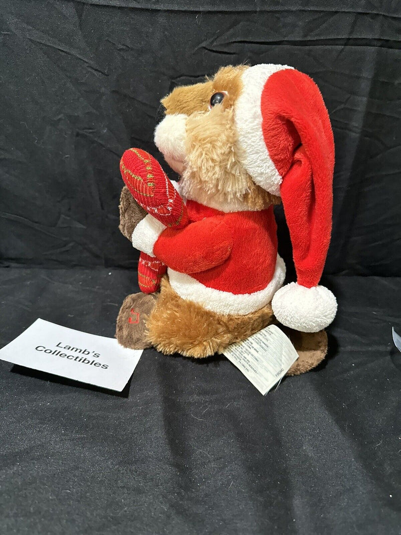 Holiday Animated Singing Beaver Christmas Deluxe Figurine