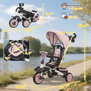 Versatile Pink Tricycle for Kids Aged 1-5 with Adjustable Push Handle