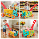 Didklom Interactive Push Toy Wagon for Babies 18 Months and Up with Building Blocks