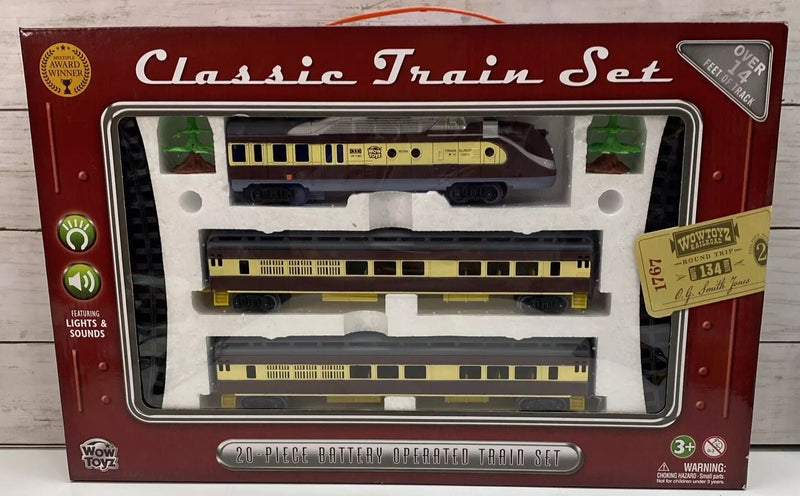 Vintage Style Classic 20-Piece Train Set with 14ft Track, Lights, and Sounds
