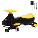 12V Pedal Wiggle Car and Swing Combo for Kids - Rechargeable Black