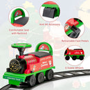 6V Motorized Green Kids Ride-On Train Toy with Track and Six Wheels