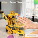 Remote Control Transforming Robot Car Toy for Boys Aged 8-13 - Yellow