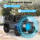 12V Black Ride-On Car for Kids with Remote Control, LED Lights, Music, and Soft Start