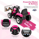 Pink 12V Electric Ride-On Excavator Digger with Remote Control and Digging Bucket