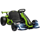 Green Electric Go Kart with Adjustable Seat and Slow Start, 24V, 7.5 MPH