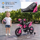 12V Pink Electric Dirt Bike for Kids with Training Wheels