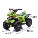 12V Dinosaur-Themed Kids ATV with Bluetooth, LED Lights, and Microphone