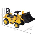 Yellow Ride-On Excavator Toy with Bucket, Horn, and Steering Wheel