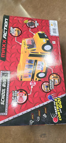 Maxx Action Battery-Powered School Bus Toy with Joystick, Microphone & Sliding Door