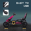 Aosom Pink Pedal Go Kart for Kids with Adjustable Seat and Handbrake, Ages 3-8