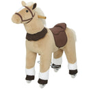 Brown Plush Pony Ride-On Toy with Wheels for Toddlers