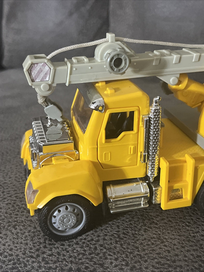 Yellow Die-Cast Micro Construction Crane Truck with Lights and Sounds