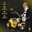 Yellow 3-Wheel Electric Motorcycle for Kids Aged 18-36 Months