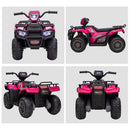 12V Pink Kids ATV Quad with Dual Motors, LED Lights, and USB Music